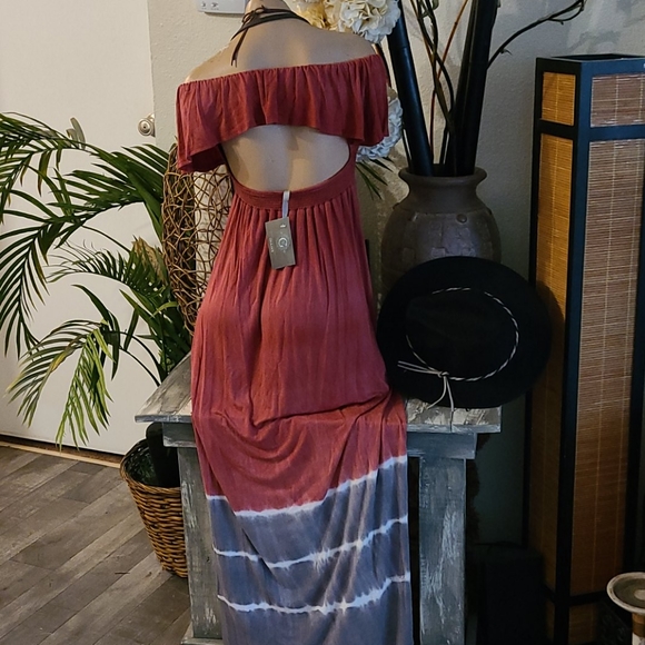 MONA B NEW NWT MAXI MULTI TIE DYE DRESS S/M - Picture 6 of 16